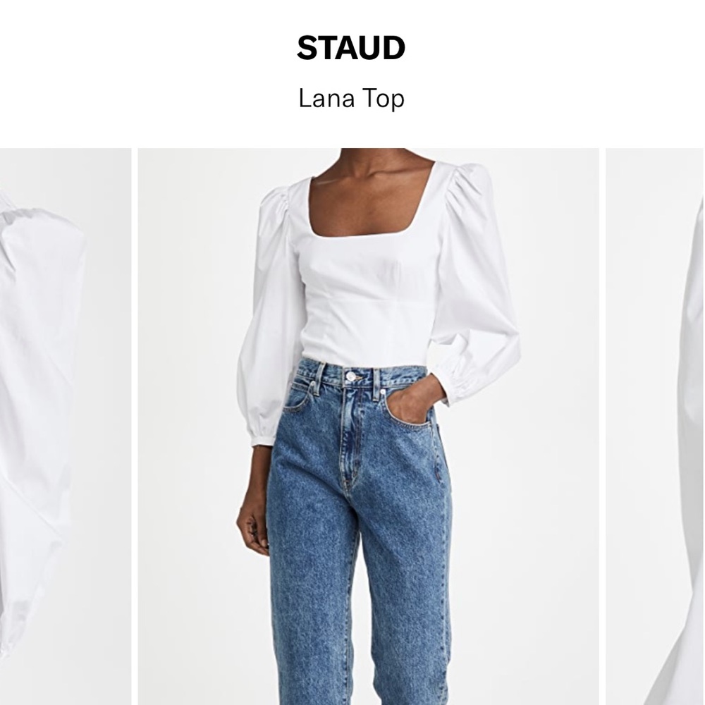 NEW STAUD Size 8 Lana Puff Sleeves Blouse Top in White NWT $195